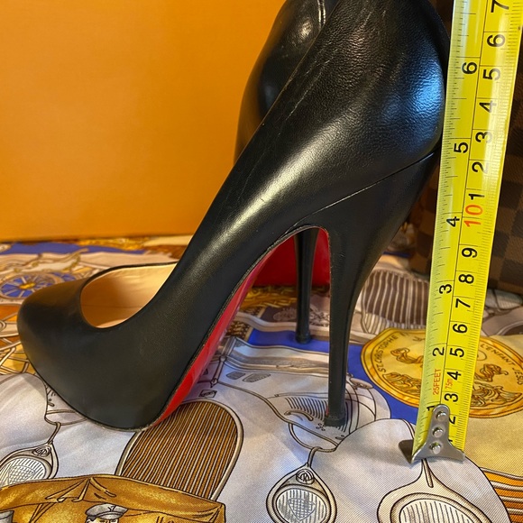 Red Bottoms-Authentic Christian Louboutin Black Leather Bianca Platform Size 39 - Picture 3 of 16